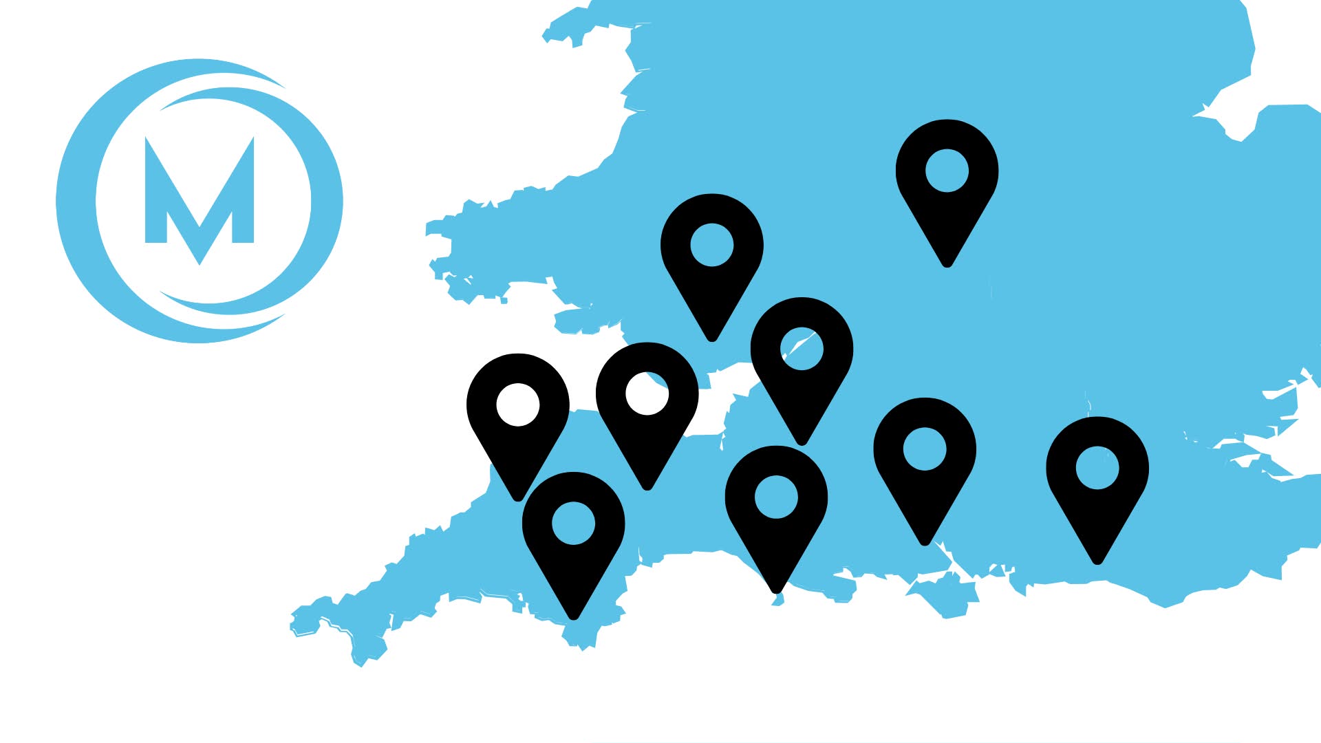 Map showing Mallins Associates current working locations across the UK